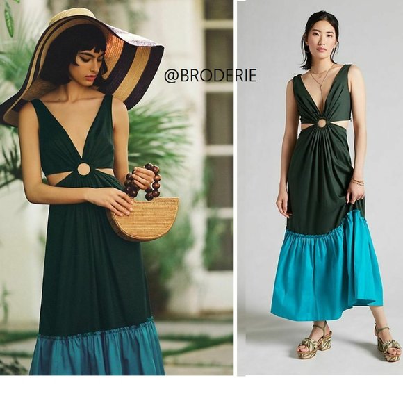 Anthropologie Dresses & Skirts - Anthropologie Flounced Cut-Out Maxi Dress